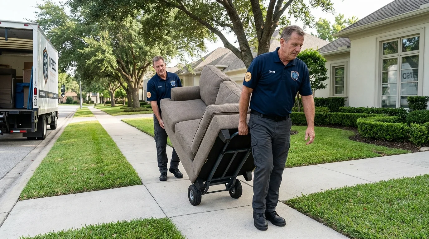 Local residential moving crew loading furniture in Strasburg, OH